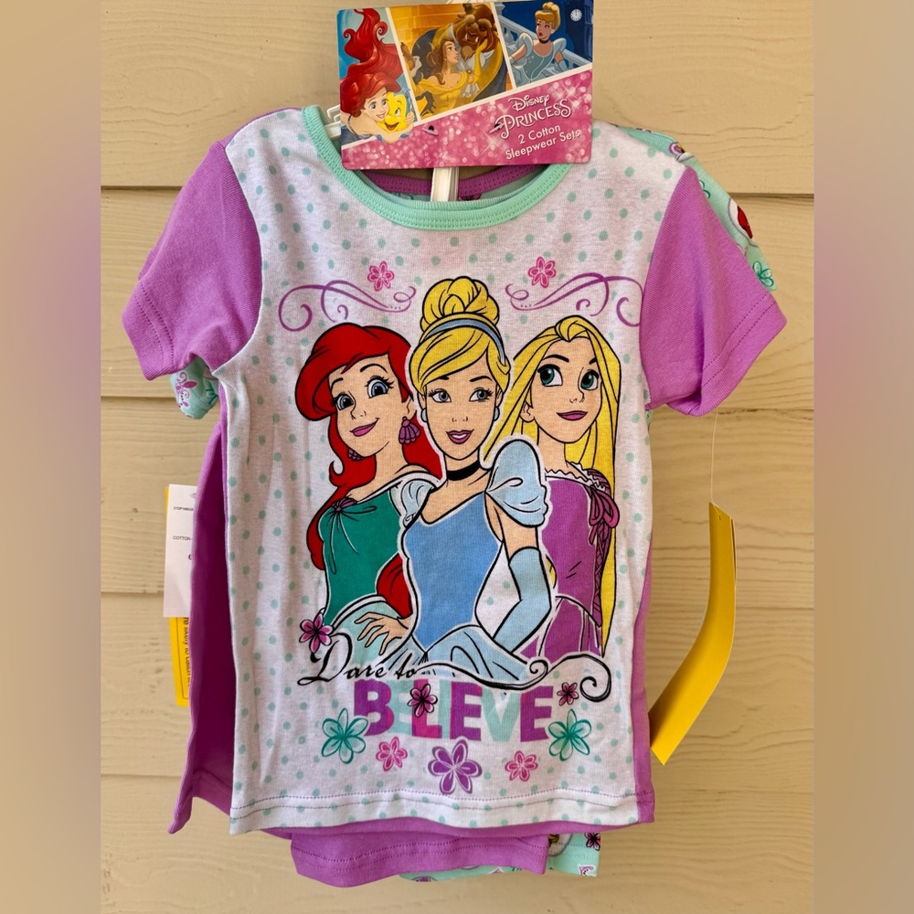 Disney Princess Girls 4-Piece Cotton Pajama Short Set (4,6,8,10),NWT